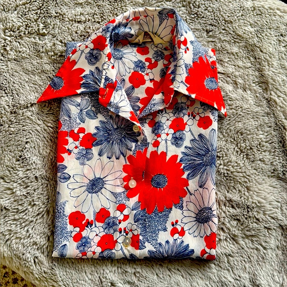 Vintage Floral Button Down Blouse